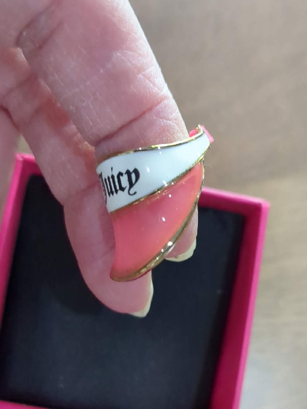 Juicy Couture Pink and White Visor Keychain Charm with Gold Hardware - Picture 3 of 7